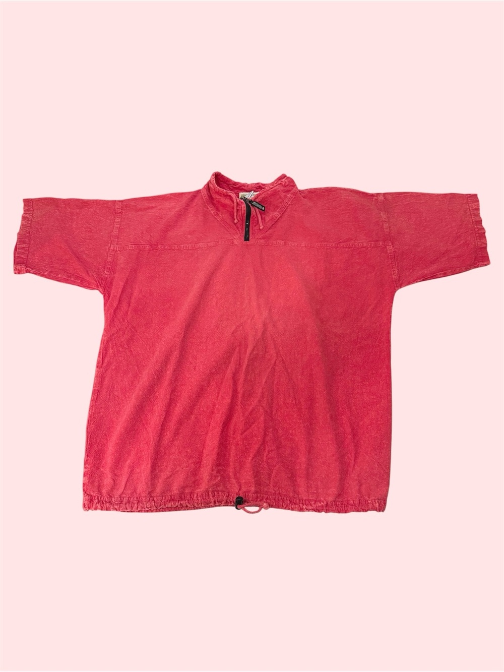 Vintage 90s Ezze Wear Honey-Komb 1/4 Zip Pullover Short Sleeve Shirt Hippie L